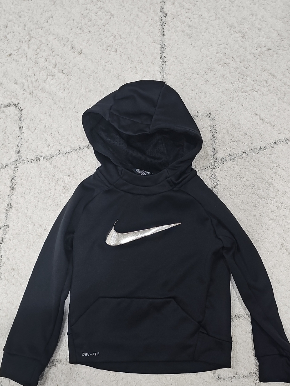 Gently Used Nike Black Kids Hooded Sweatshirt with Silver Swoosh Size 4T
